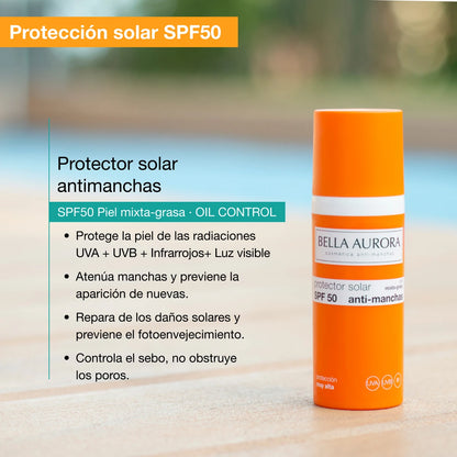 Protector Solar Facial Anti-Manchas SPF50+ de 50ml – Bella Aurora